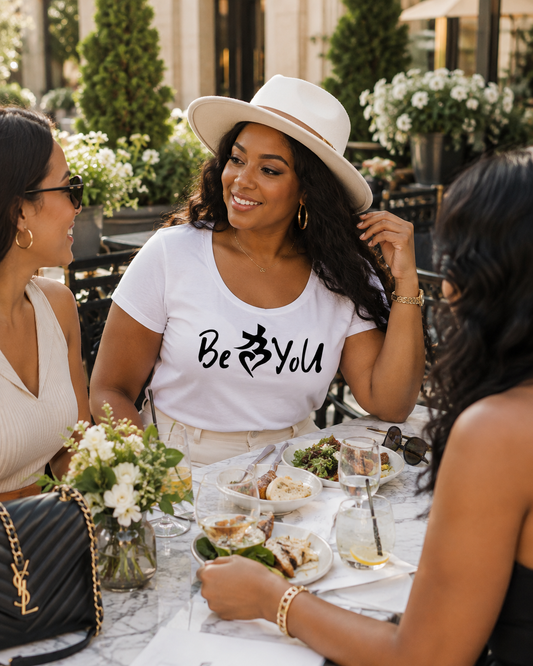 Women's BeYoU White Flex Scoop Neck Tee