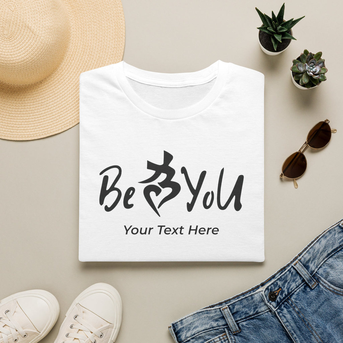 Custom BeYoU Unisex Crew Neck T-Shirt (Add Your Own Text)