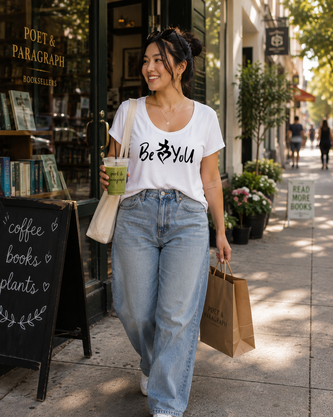 Women's BeYoU White Flex Scoop Neck Tee