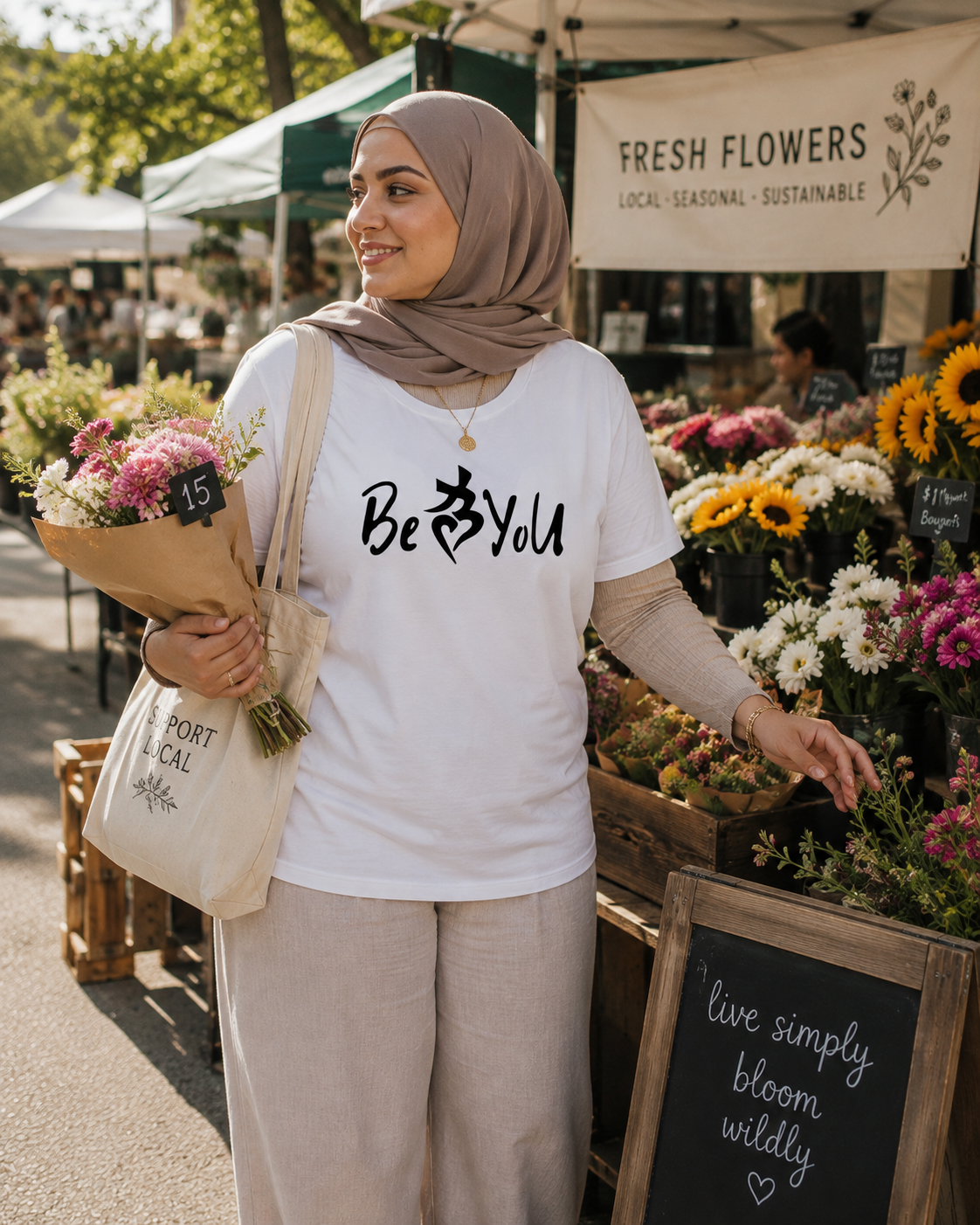 Women's BeYoU White Flex Scoop Neck Tee