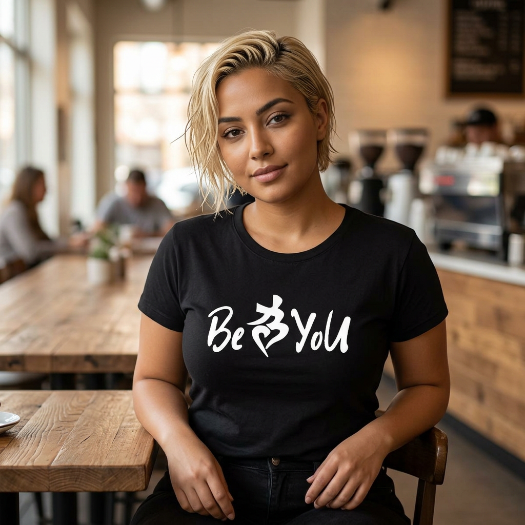 Black BeYoU Women's Flex Scoop Neck Tee