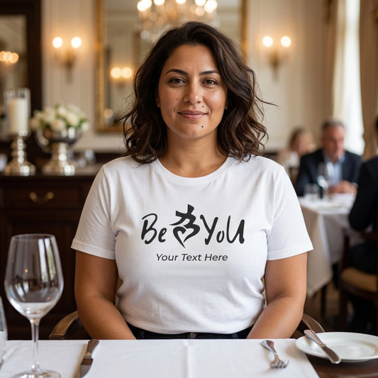 White BeYoU Custom Unisex Crew Neck T-Shirt (Add Your Own Text)