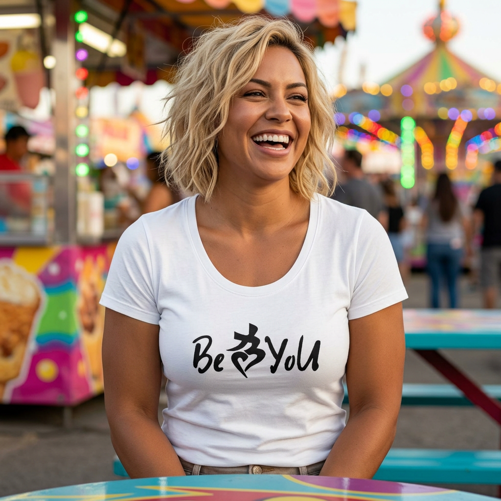 Women's BeYoU White Flex Scoop Neck Tee