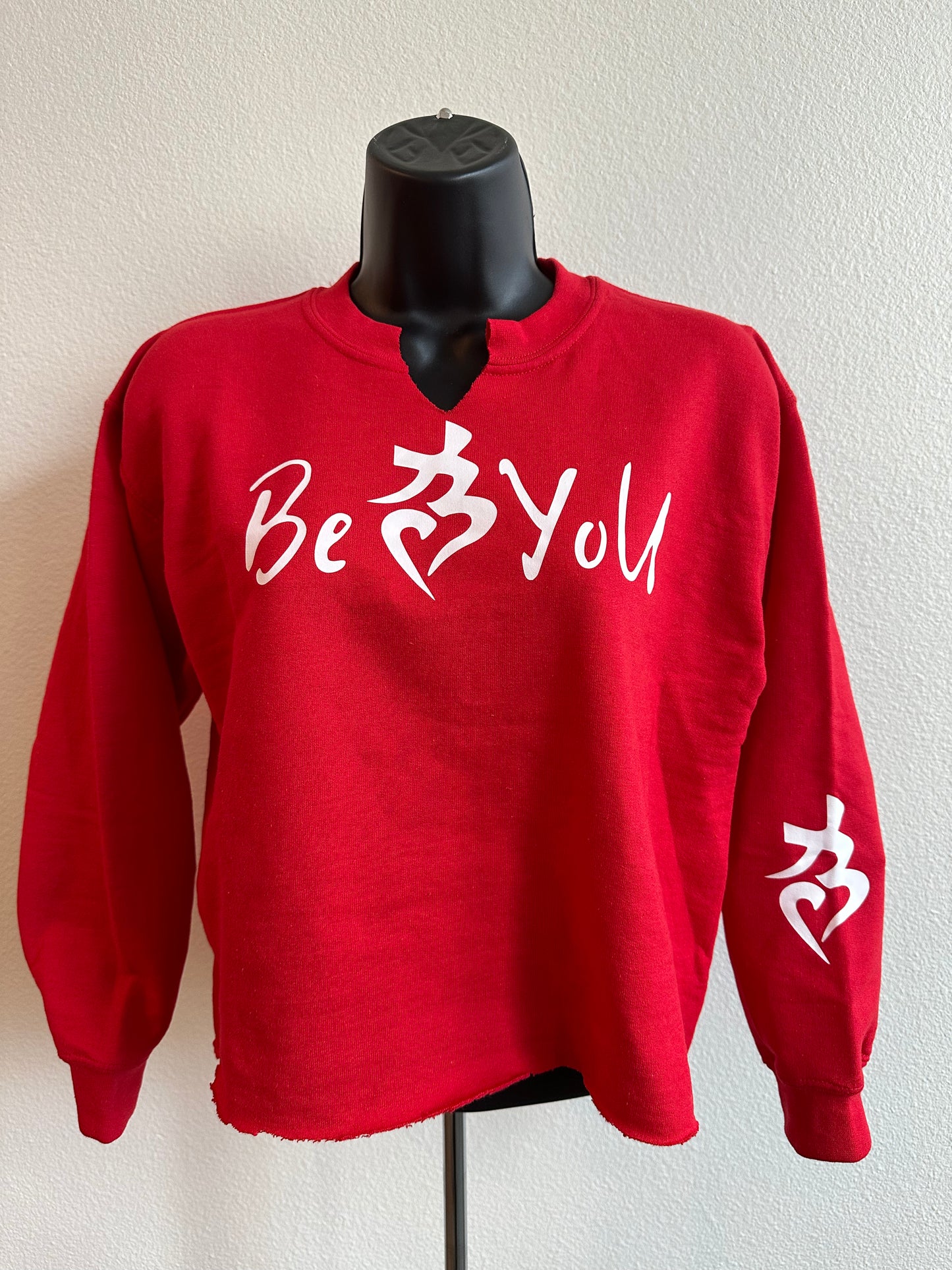 Red BeYoU Sweatshirt Custom Cut Youth Size Medium