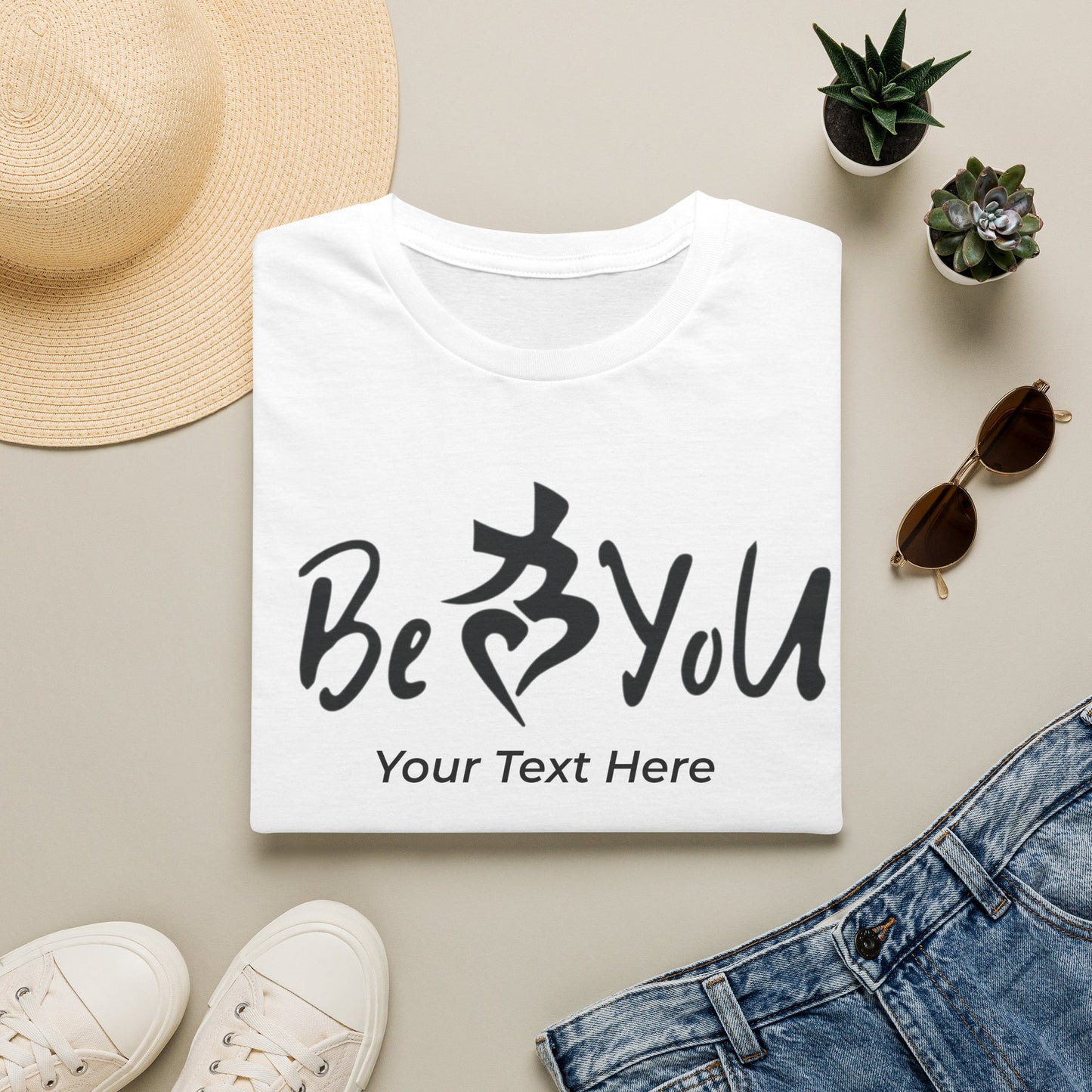 Custom BeYoU Unisex Crew Neck T-Shirt (Add Your Own Text)