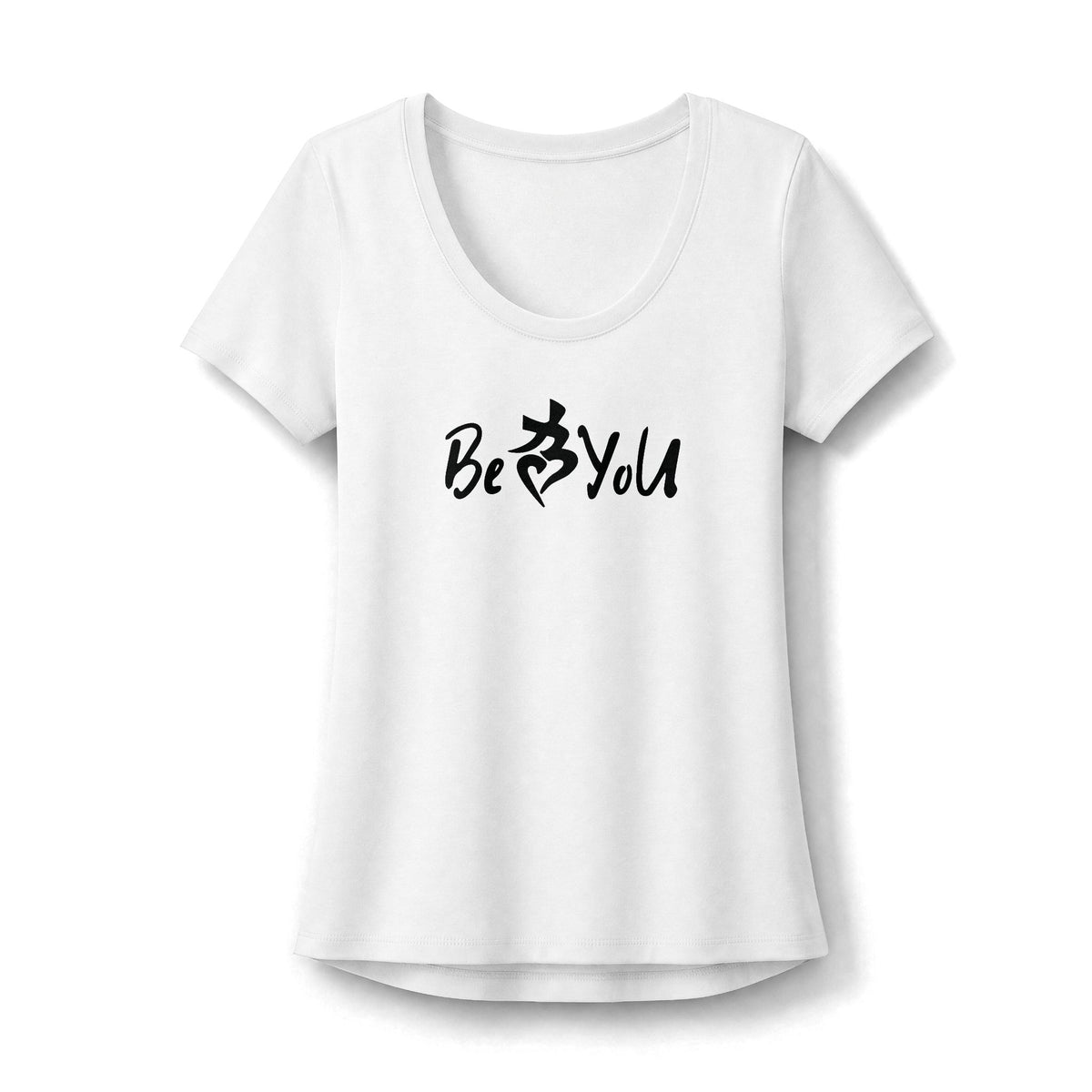 Women's BeYoU White Flex Scoop Neck Tee