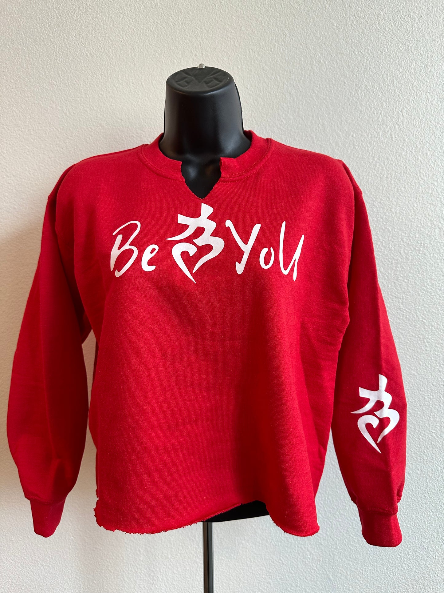 Red BeYoU Sweatshirt Custom Cut Youth Size Medium