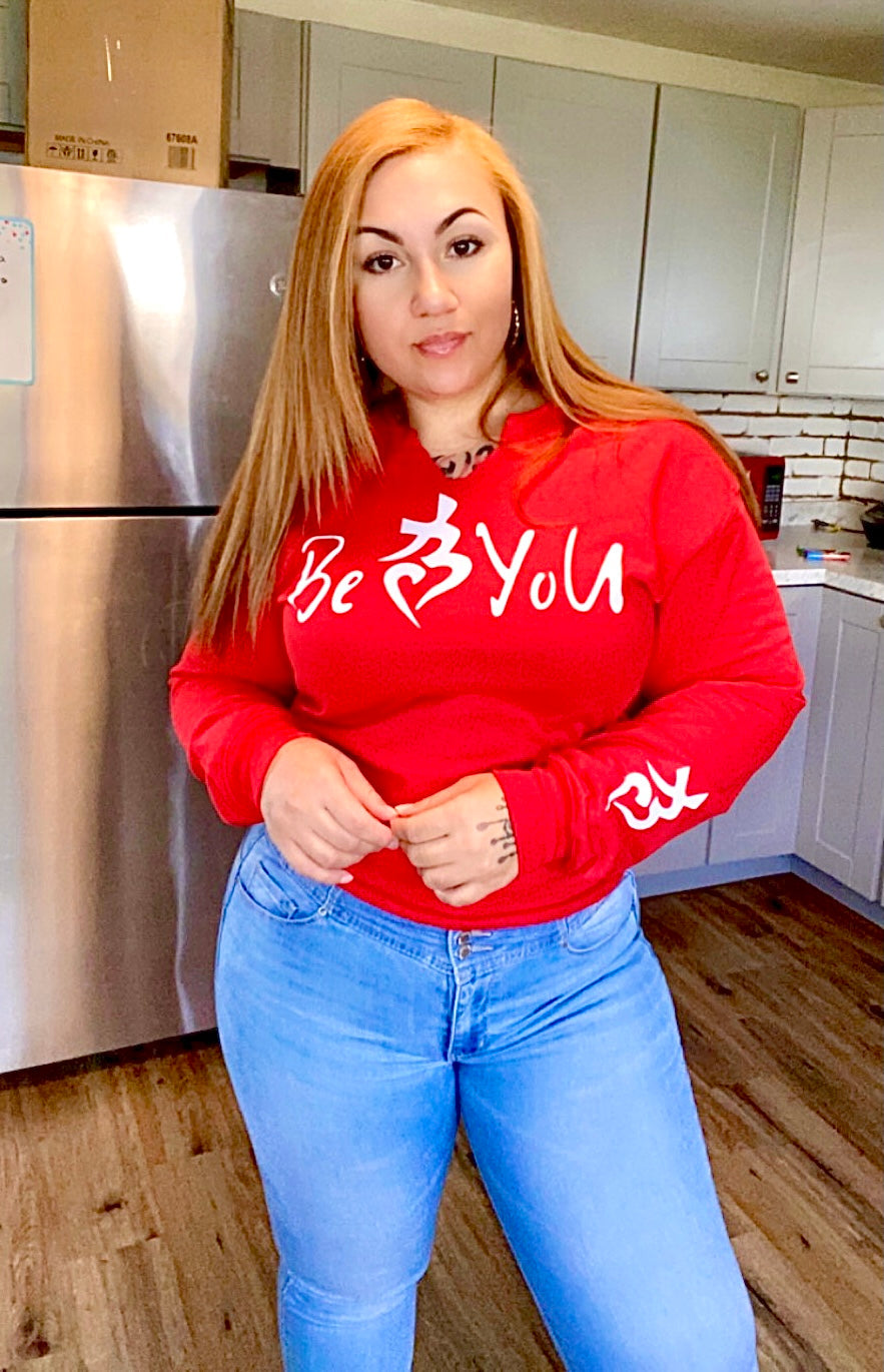 Red BeYoU Sweatshirt Custom Cut Youth Size Medium