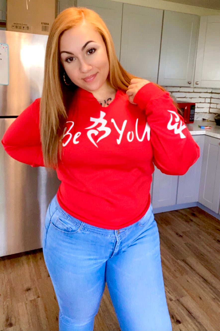 Red BeYoU Sweatshirt Custom Cut Youth Size Medium